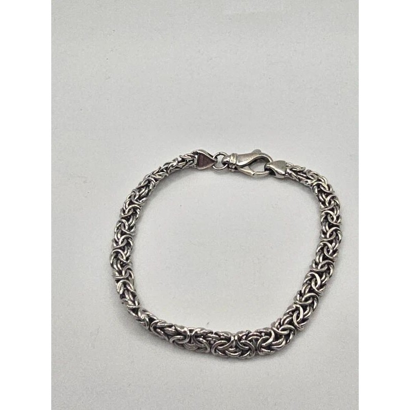 Vintage Italian Sterling Silver Byzantine Link Chain Bracelet